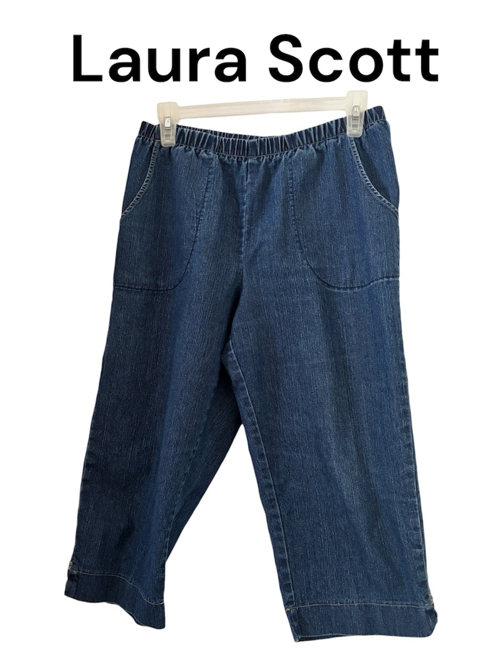 Laura Scott Indigo Pull-On Crop Denim Pants 10P